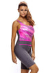 Rosy Print Pattern Grey Conserved One Piece Swimsuit